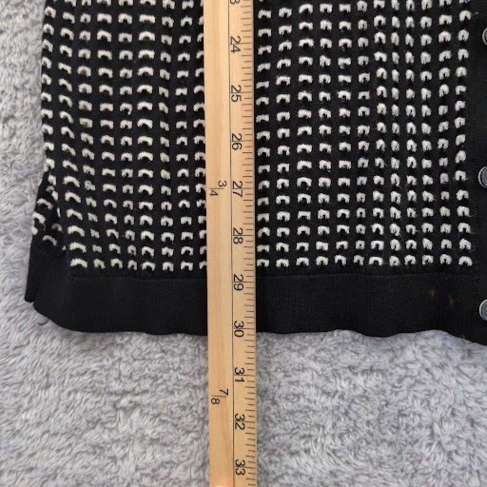 Talbots Open Knit Cardigan Black White 2X Sweater Plus Long Sleeve Button Up - Picture 5 of 11